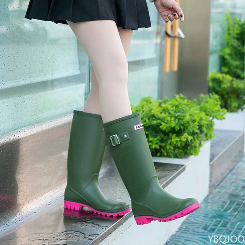 2025 Fi Womens rain shoes New anti-slip high boots Solid color waterproof footwear Round head ladies rubber shoes Mujer XJ250818
