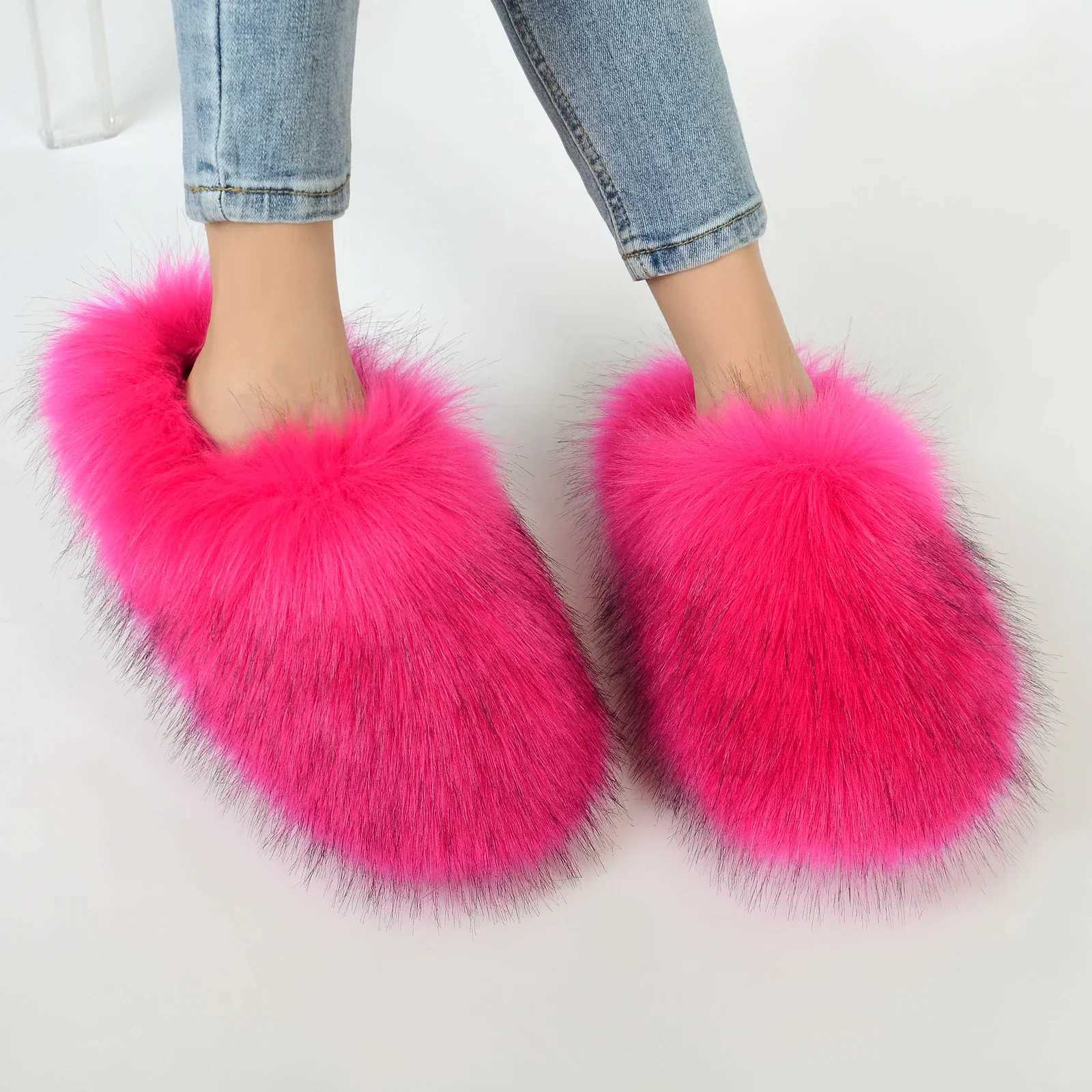 Mens Imitation Plush Warm He Cotton Shoes Indoor Fur Slippers Y250818