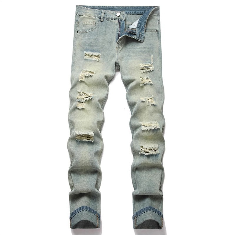 Boys Skinny Fit Ripped Distressed Stretch Fashion Jeans Pants Kids Fashion Dnim Trousers 250322