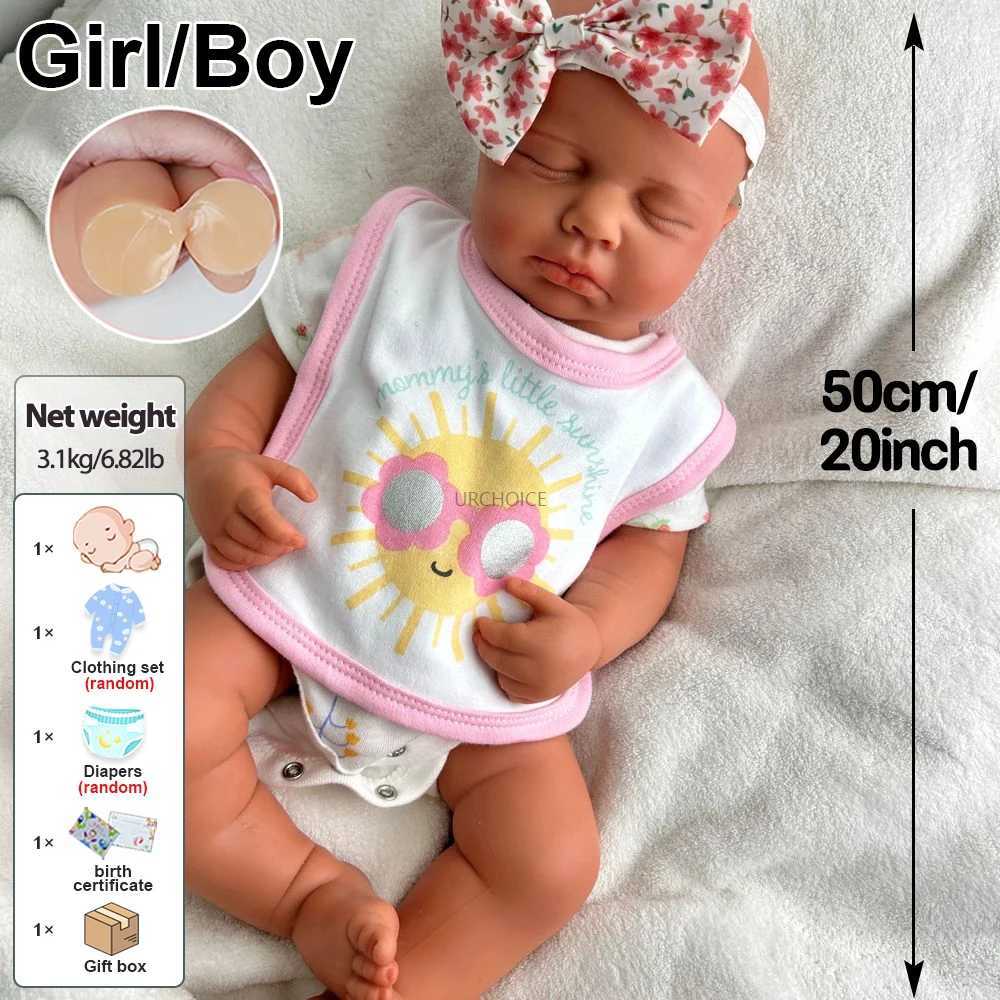20Inch Loulou Full Soft Silicone Reborn Baby Girl Lifelike Skin Handmade Details Doll for Display Collectible Gift Z250818