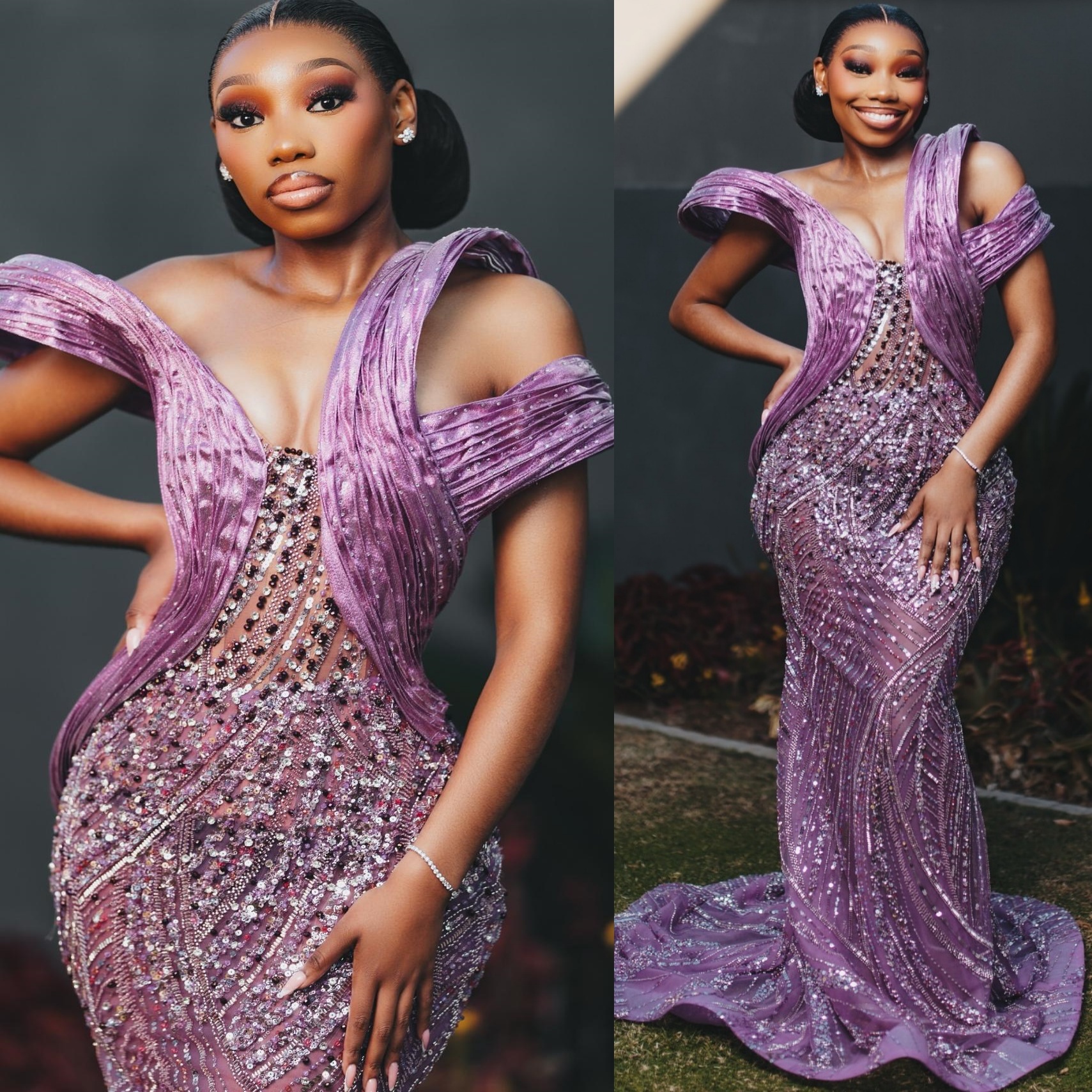Aso Ebi Light Purple Mermaid Prom Dresses 2025 Crystals Beaded Stylish Evening Formal Party Second Birthday Engagement Gowns Plus Size Dress For Speci
