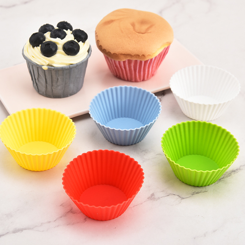 Silicone Cake Cup Mold - Heat Resistant Round Muffin Cake Tin for Mini Cakes & Pudding 7cm DIY Baking Tools