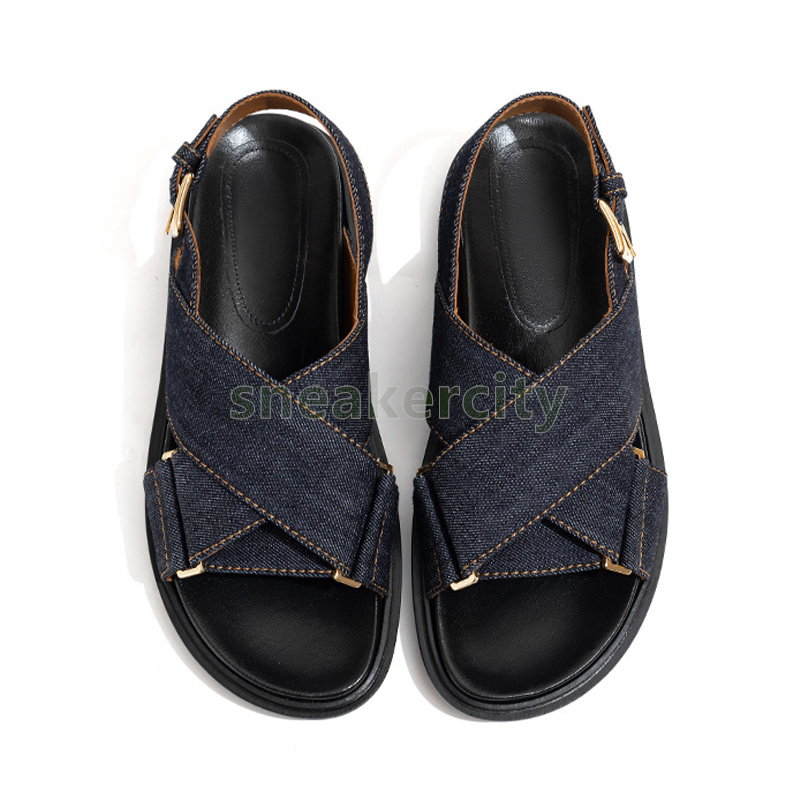 designer sandals summer denim sandal flat heels sandale lightweight breathable fashion ladies sandalen comfortable soft sole daily wear womens shoes