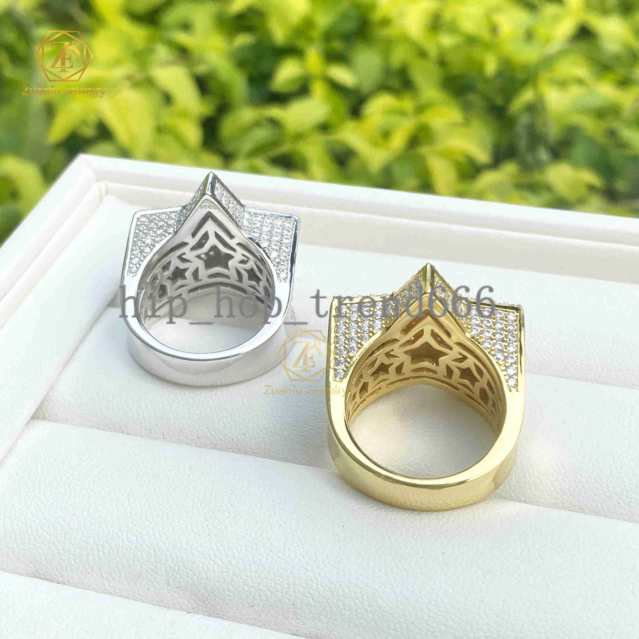 Factory Custom Luxury Jewelry 925 Silver VVS Moissanite Diamond Hip Hop Star Ring Iced Out Letter Ring Fine Jewelry for Men