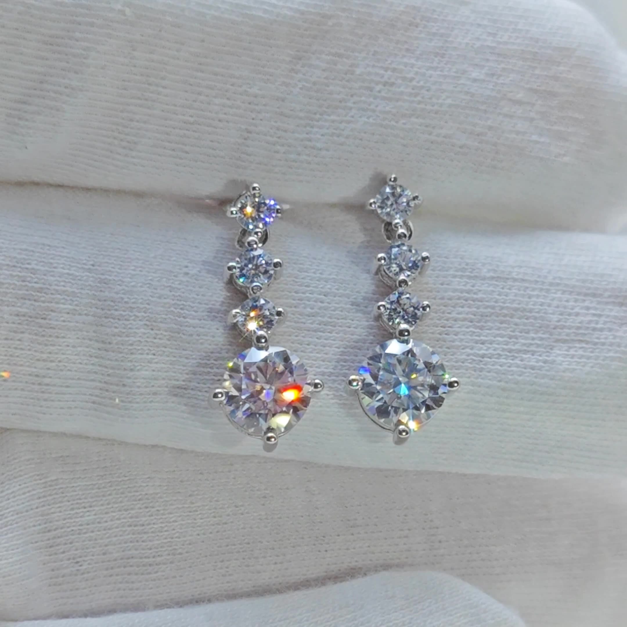 Moissanite earrings zircon earrings lab grown diamonds designer style womens earrings wedding earrings design styles diamond earrings 925 sterling sil