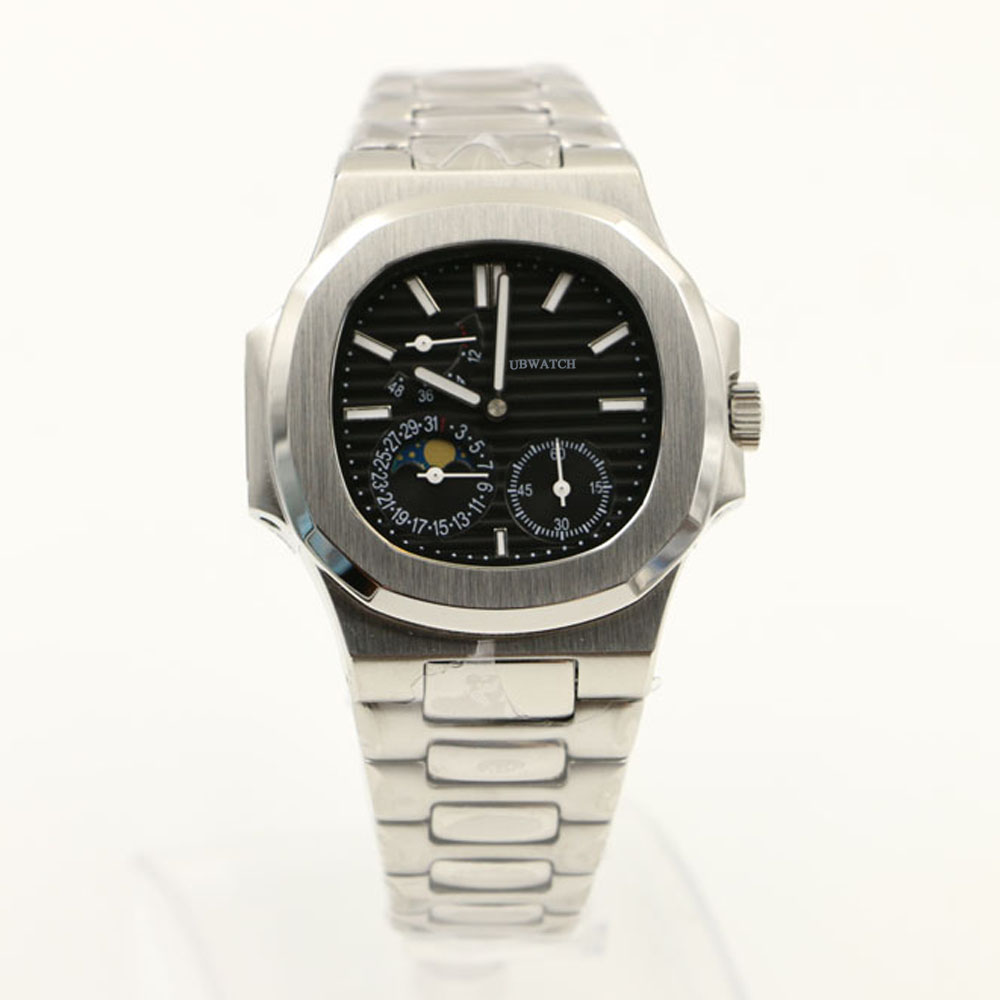 40MM P1 Simple Baton Marker Man Watch Automatic Mechanical Mens Watches Glass Back Hardlex Wristwatches