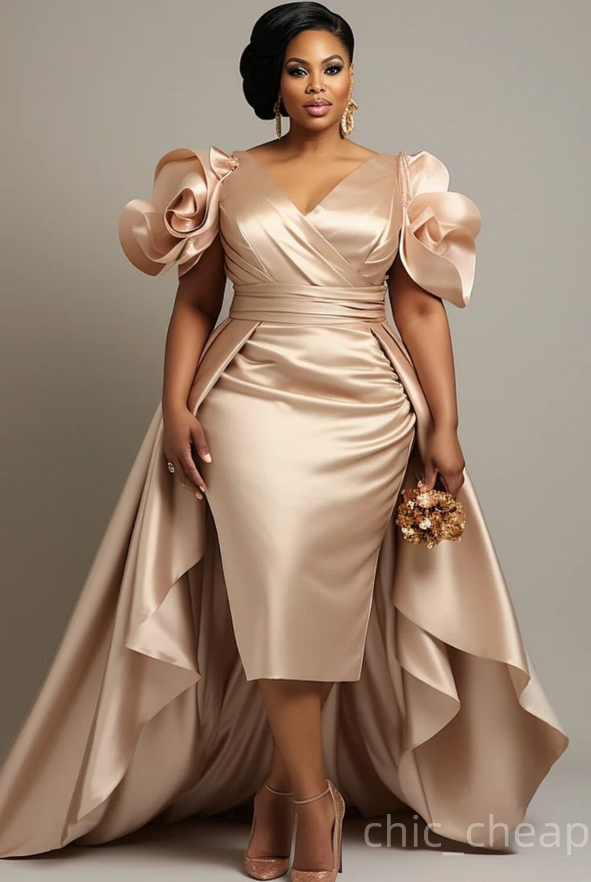 2025 Plus Size Sheath Mother Of Bride Dresses Satin V-neck Short Sleeves Evening Party Mama's Dress Vintage Birthday Wedding Guest Groom Mother&#