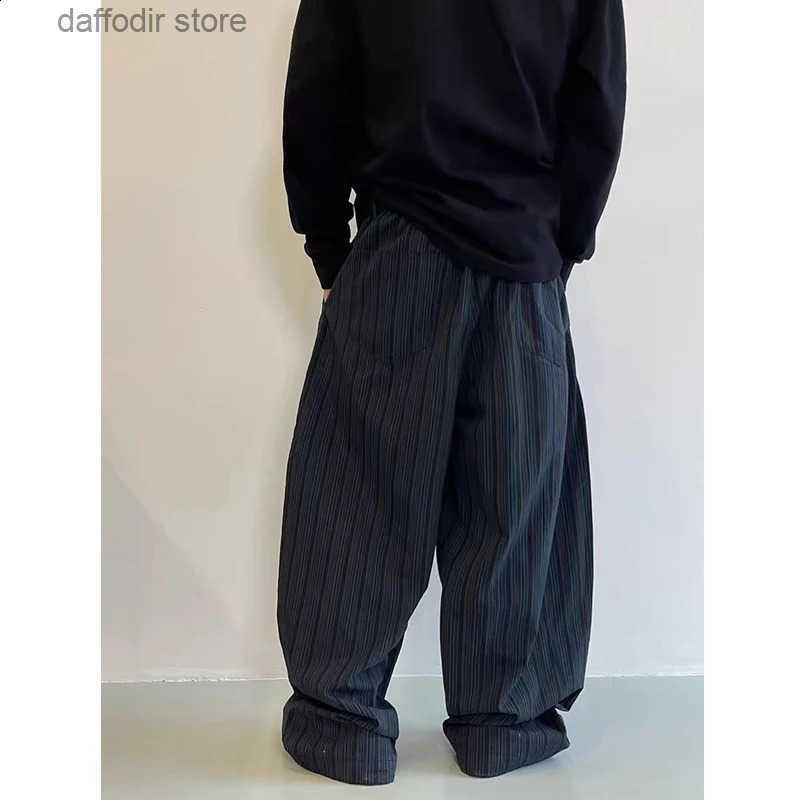 Men Trendy American Vintage Striped Oversized Strtwear Baggy Pants Y2K Harajuku Hip Hop Casual Wide Leg Trousers Pantnes Z260315