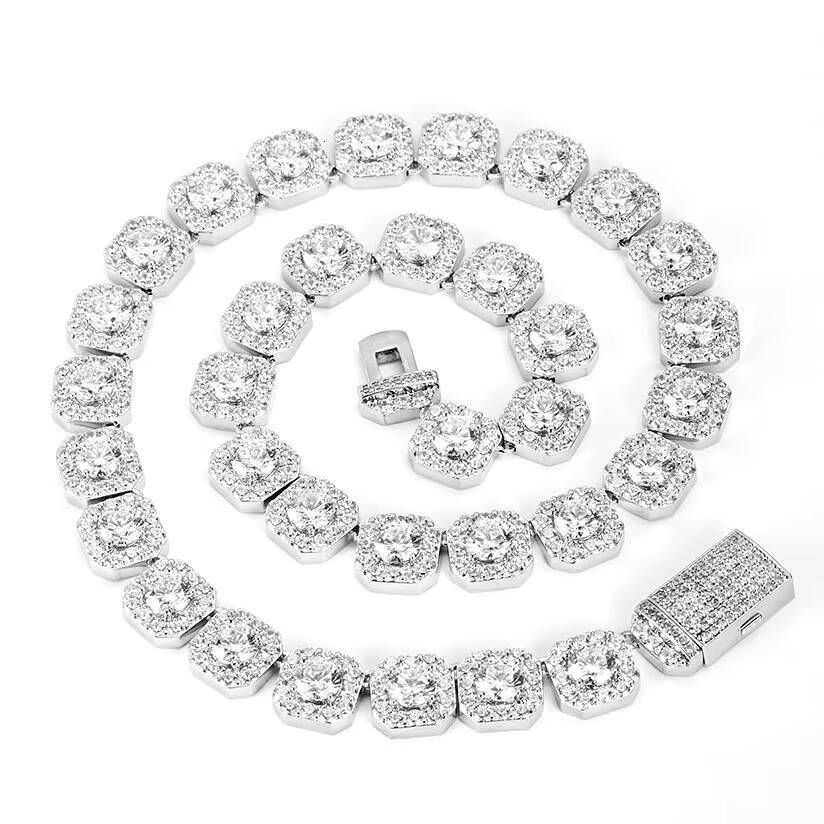Wholesale Cluster Tennis Chain Necklace Silver Bling Cz Iced Out Chain Necklace for Women