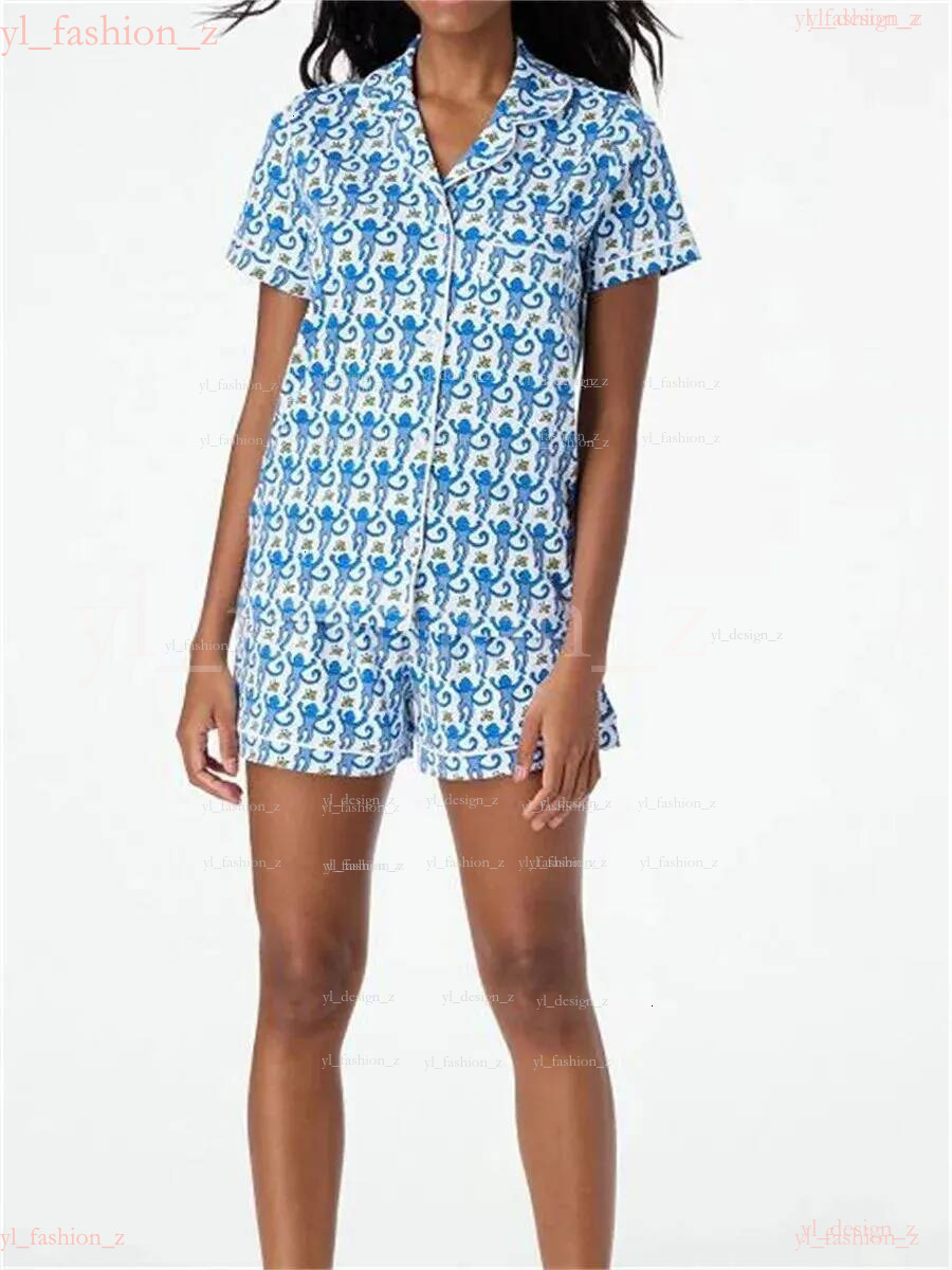 New Rollers Rabbit Designer Womens Cute Two Piece Pants Pamas Y2k Monkey Prefabricated 2-Piece Pama Short Sve Shirt Pj Shorts Set Casual Wear b30 88b