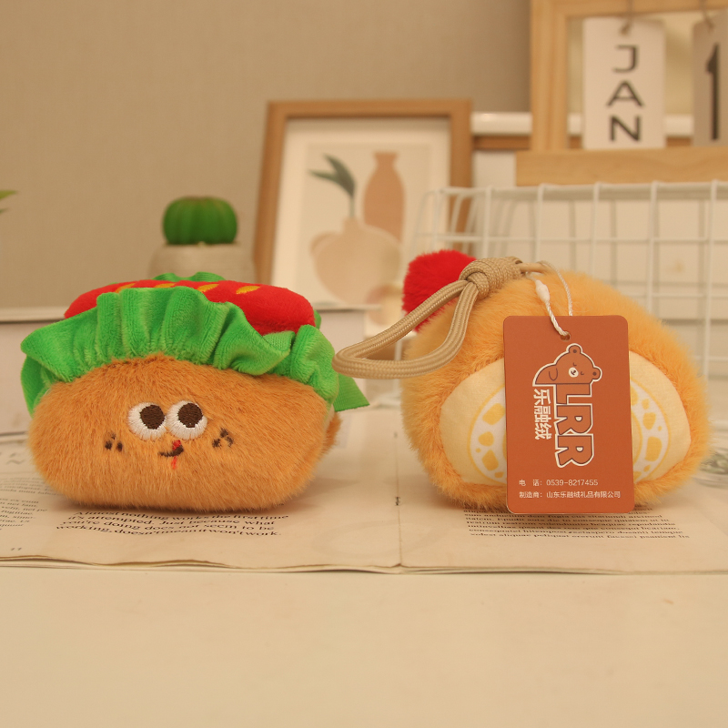 Cute Western style Burger Plush Pendant Simulation Food Bread Pendant Keychain