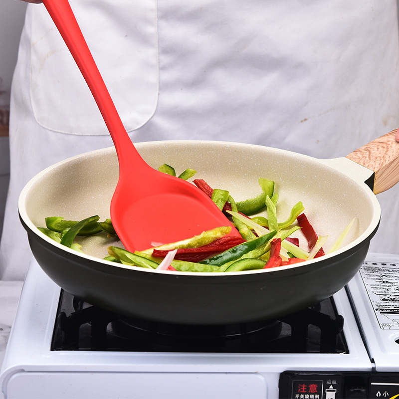 Non-Slip Silicone Cookware Tools Kit: for Home Use silicone spatula soup spoon slotted spoon