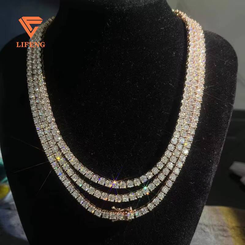 VVS Moissanite Diamond Tennis Chain Bracelet Necklace 3mm 4mm 5mm 6mm 925 Sterling Silver Iced Out Tennis Chain Jewelry Charm