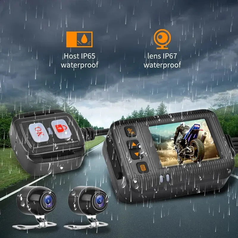 1080P Waterproof Motorcycle Camera DVR Motorcycle Dashcam 2 Inch Front Rear Camera Video Recorder DVR Black Night Vision Box 250818ww