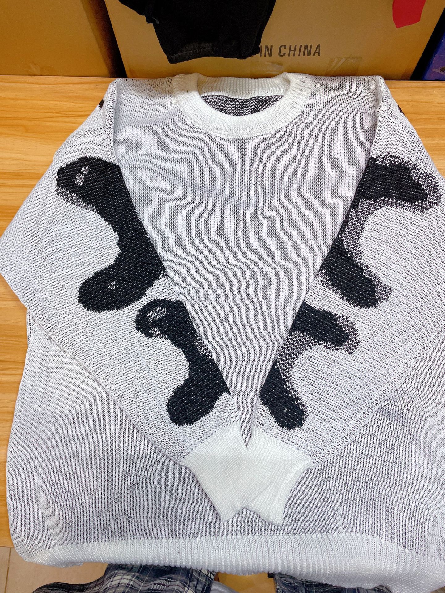 Men's Hoodies Autumn Winter Harajuku Vintage Cartoon Anime Print Knit Oversized Men Sweater Aesthetic Gothic Punk Streetweat Ugly