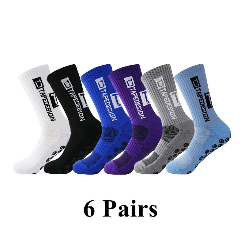 6PairsLot ANTI SLIP Tapen Football Socks Mid Calf NonSlip Soccer Sport Cycling Sports Mens Sock EU3844 250815
