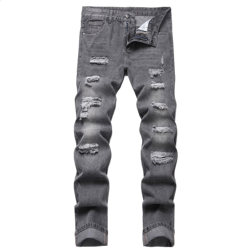 Boys Skinny Fit Ripped Distressed Stretch Fashion Jeans Pants Kids Fashion Dnim Trousers 250322
