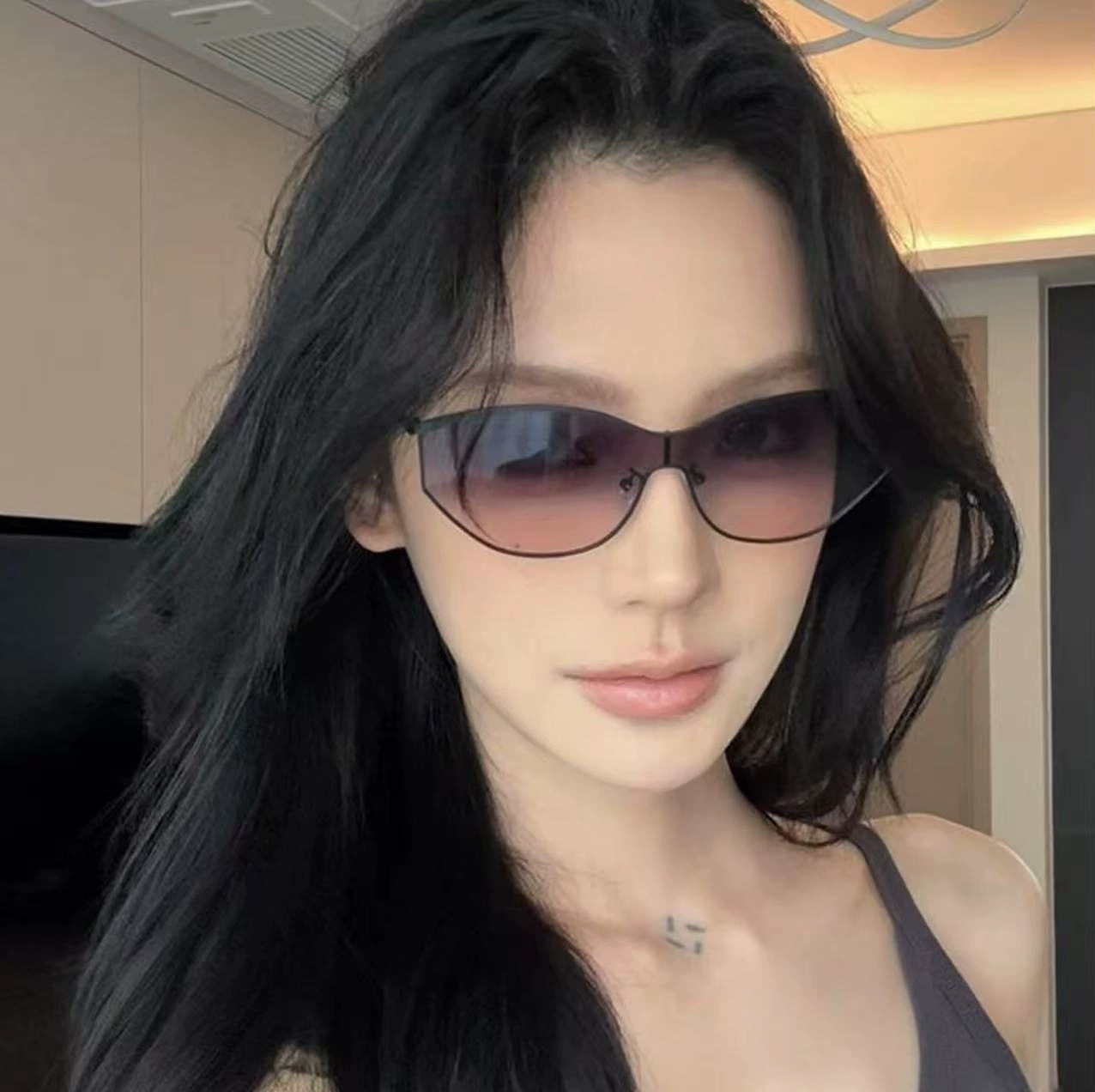 2025 Y2K Futuristic Cat Eye Sunglasses Mirror Lens Tech Shades for Women UV400 Street Style Eyewear