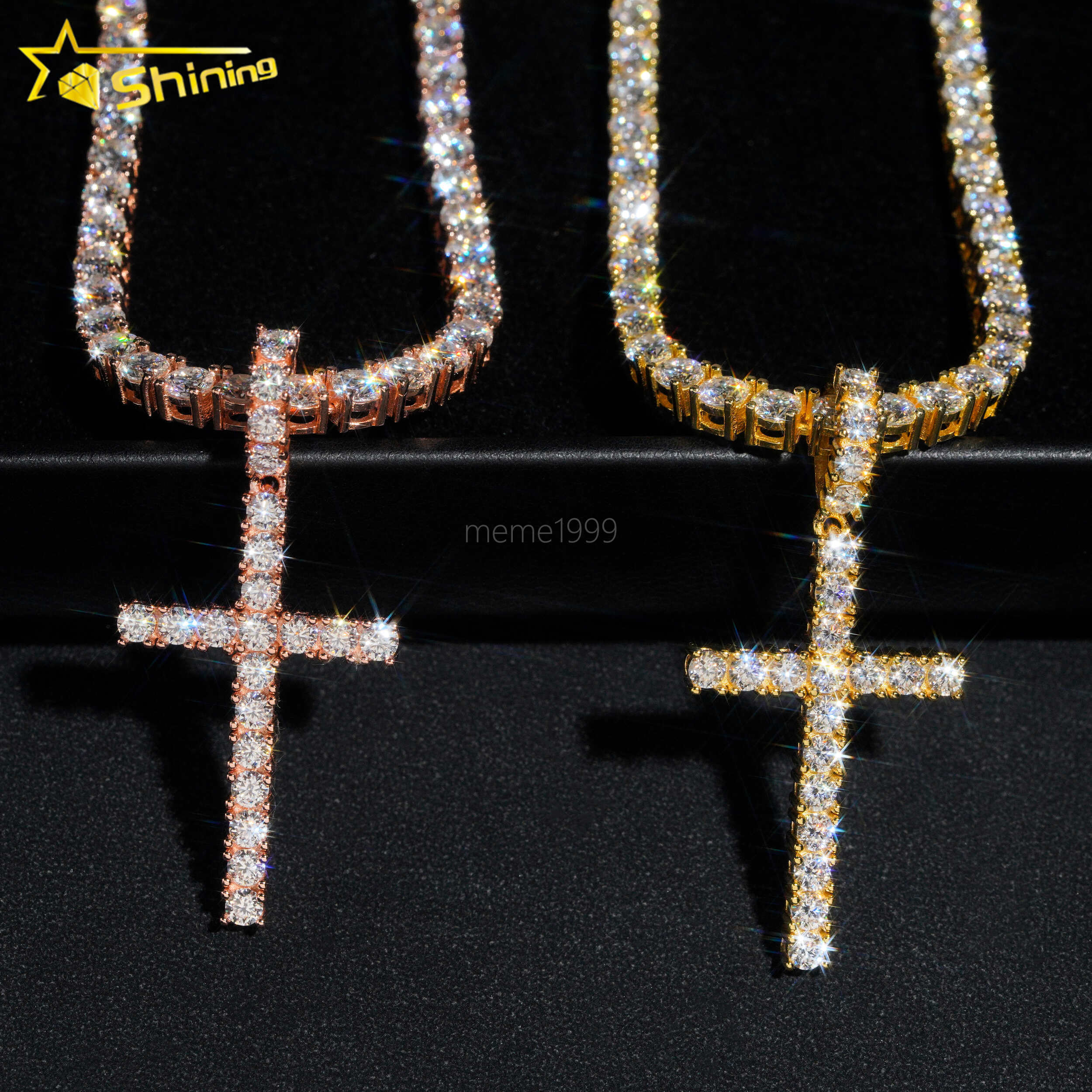 New Arrivals Lab Diamonds Cross Pendant Fashion Jewelry Necklaces 10K Solid Gold Fine Jewelry Lab Grown Diamonds Cross Charms