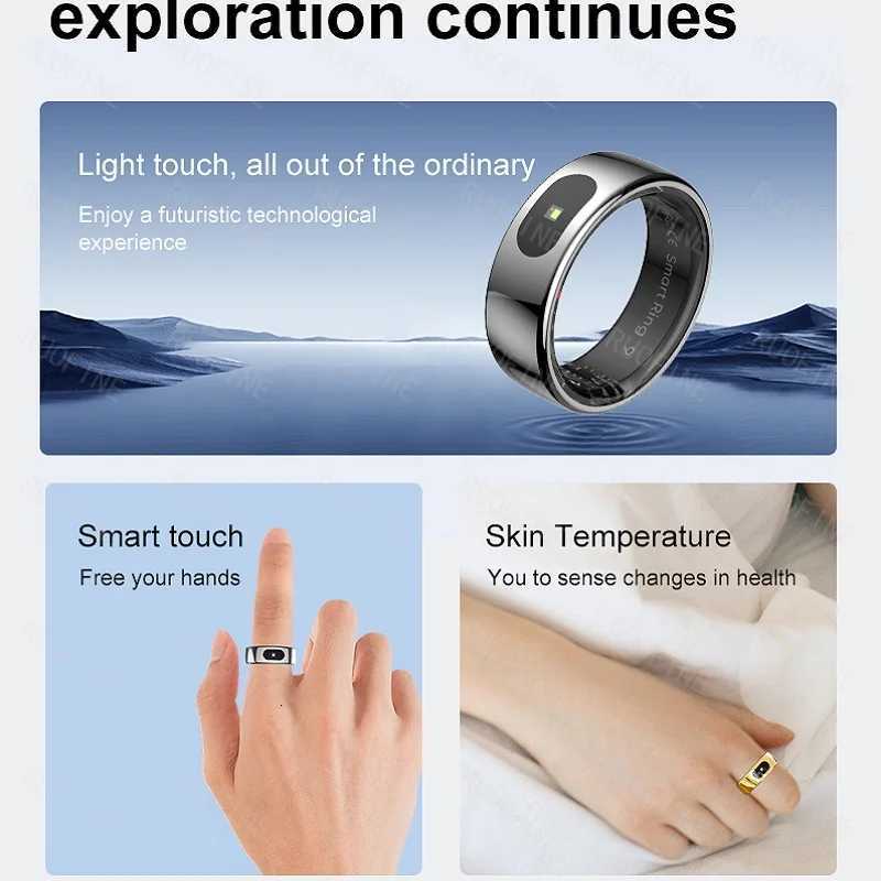 100% Authentic Product Qring Smart Ring R08 Womens Men Remote Control Electronic Monitor Body Temperature Sleep Tracker Fitness For Iphone IOS 2025 W2