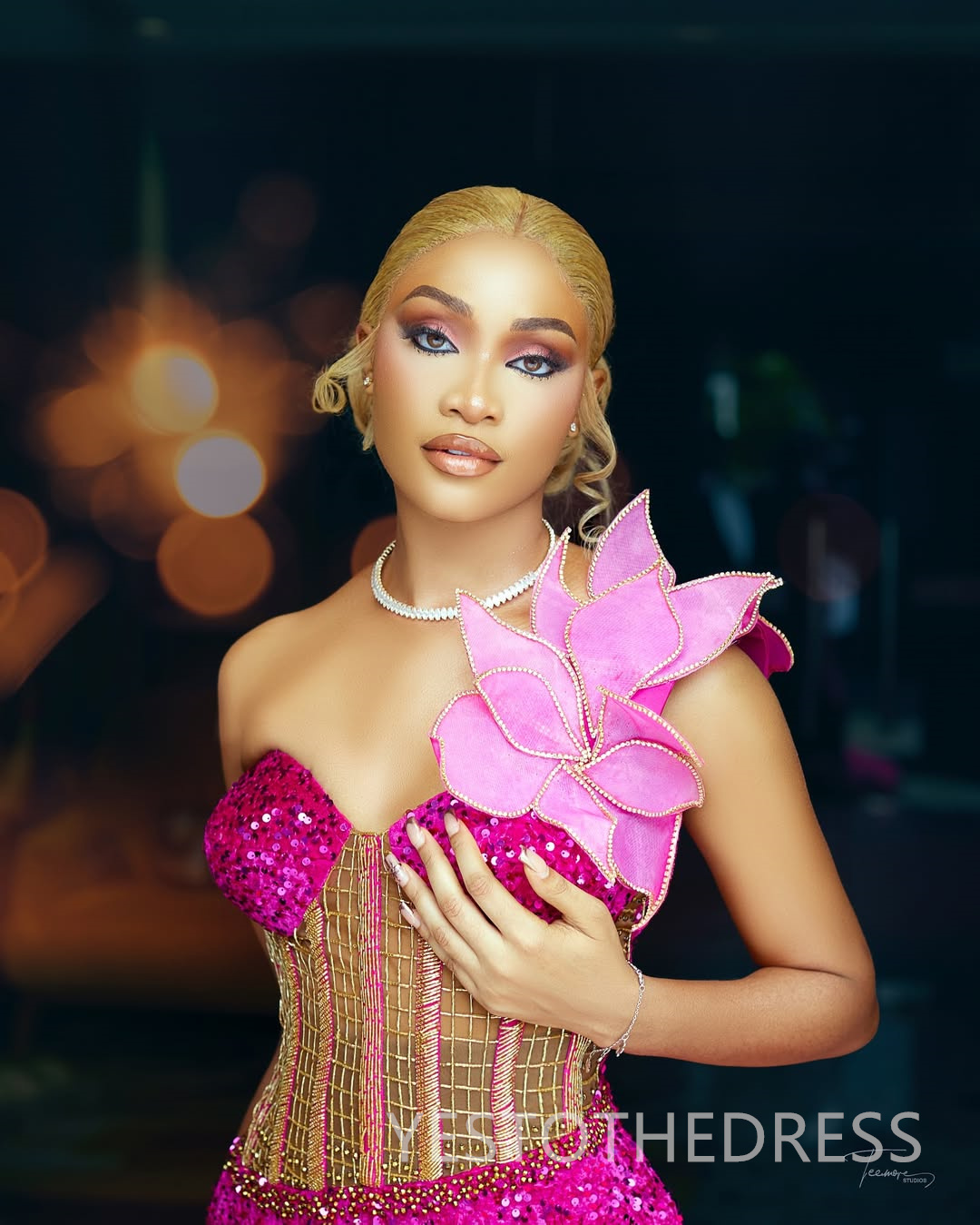 Hot Pink Mermaid Prom Dress 2025 Evening Dresses Robe De Sorrie One Shoulder Flora Tiered Tulle Side Split Beaded Birthday Dress Second Reception Gown