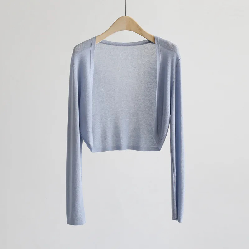 Sun Protection Knit Cardigan Womens Thin Coat Ice Silk Outerwear Coverup Shawl Air Conditioning Shirt Summer y250909