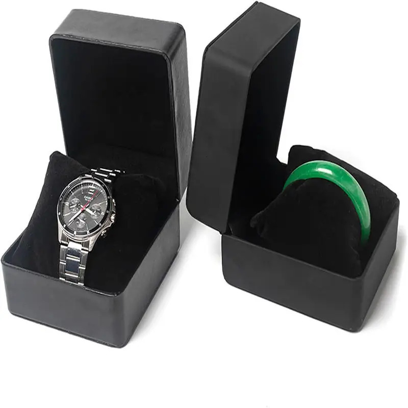 2025 Watch Case Black Single Gift Box With Pillow PU Leather Wristwatch Display Organizer For Men Clamshell 250819