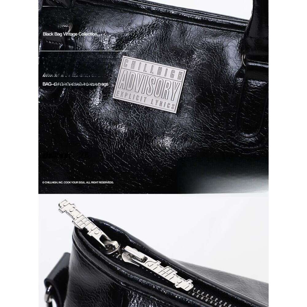 Designer Bag Tote Bag Shoulder Bag Chillhigh B Black Cracked Leather PU Simple Crossbody Handheld Large Capacity Travel Gym Bag