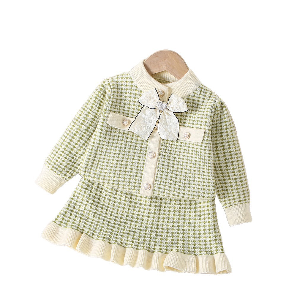 Designer girls Sets Kids baby Sweater Skirt set, Girls' Small Fragrant Style Knitted Skirt Set, Baby Two Piece Set