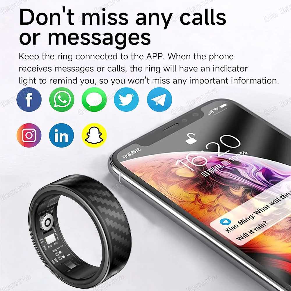 New Smart Ring Call Message Notification Hand Gestures Control Health Monitoring IP68 5ATM Waterproof Ring for Men and Women 2025 New W250819
