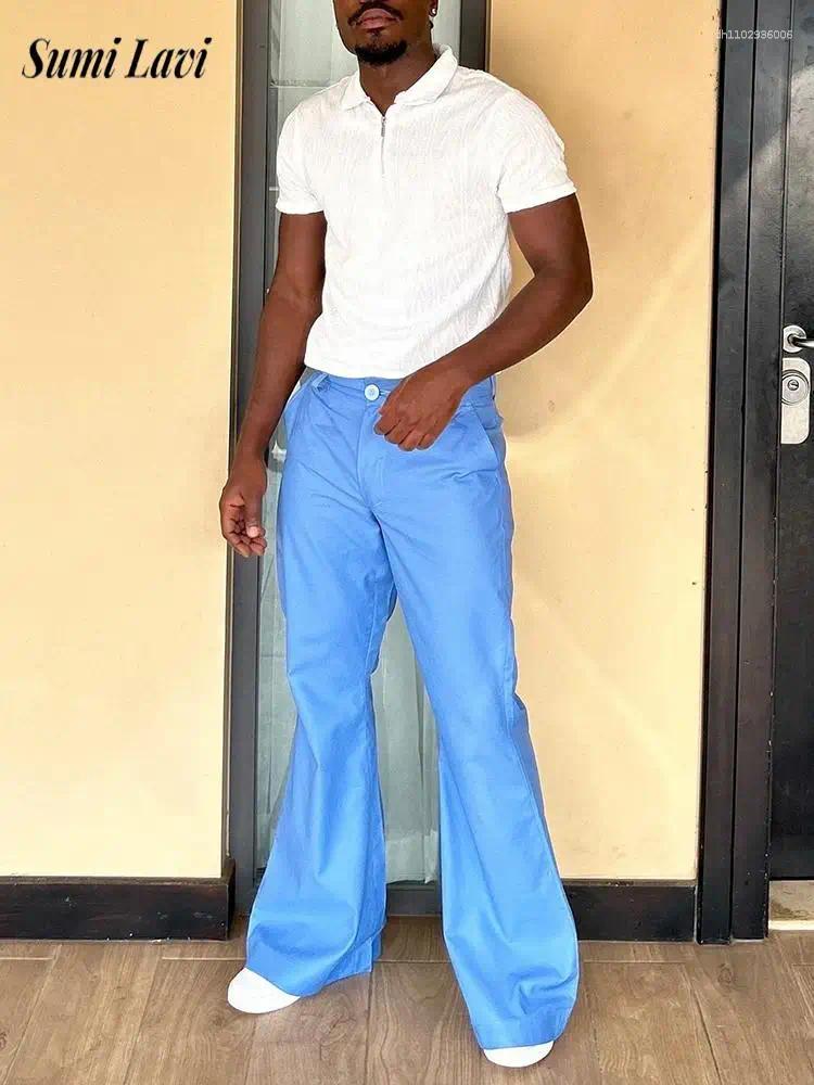 Men's Pants Casual Flared Mens 70s Disco Vintage Style Bell-bottom Trousers Spring Autumn Men Fashion Solid Color