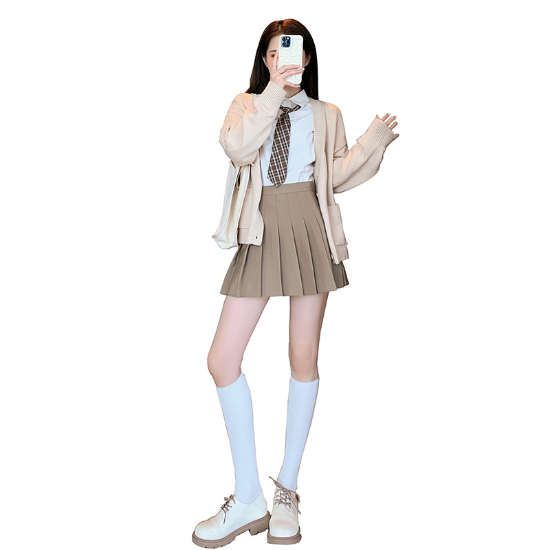 MU32030 Pleated skirt female Korean style high waist spring, summer, autumn and winter new anti-exposure black short skirt student skirt