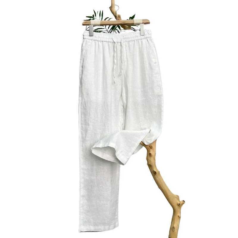 100% Linen Natural Pure Skin Breathable Summer Pure Color Fashion Linen Slim Fit Men Loose 00% Linen Straight Flax Casual Pants W250819