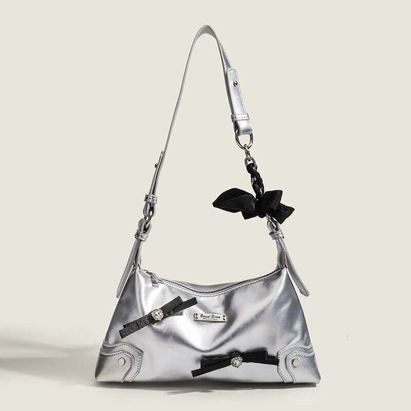 2025 Spring And Summer New Bow Chain Splicing Single Shoulder High-end Handbag Trend Armpit Bag Fashion Hundreds Casual Daily Commuter