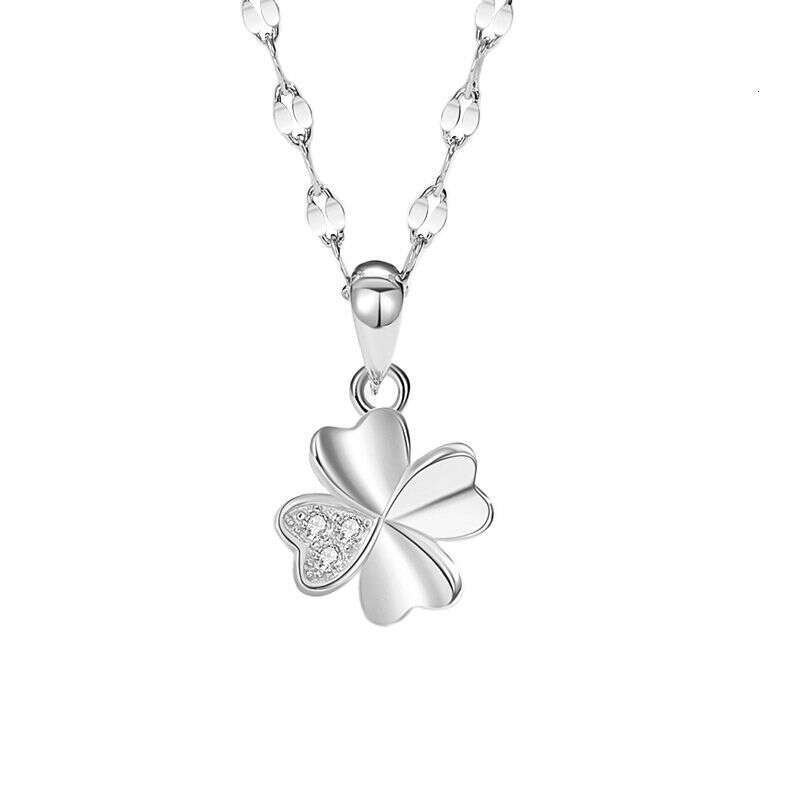 S999 2024 Lucky Four-Leaf Clover Necklace Pure Elegant Pendant Women's Collarbone Chain Sier Jewelry