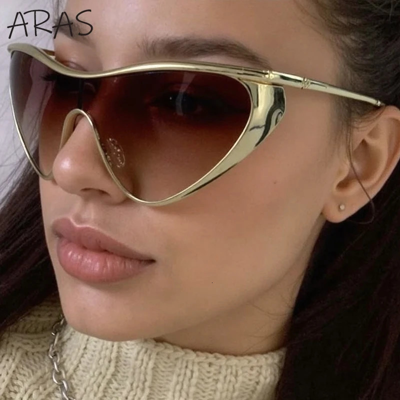 Vintage Cat Eye Sunglasses Women Y2K Punk One-Piece Sun Glasses Trendy Shield Eyewear For Ladies UV400 Shades 250815