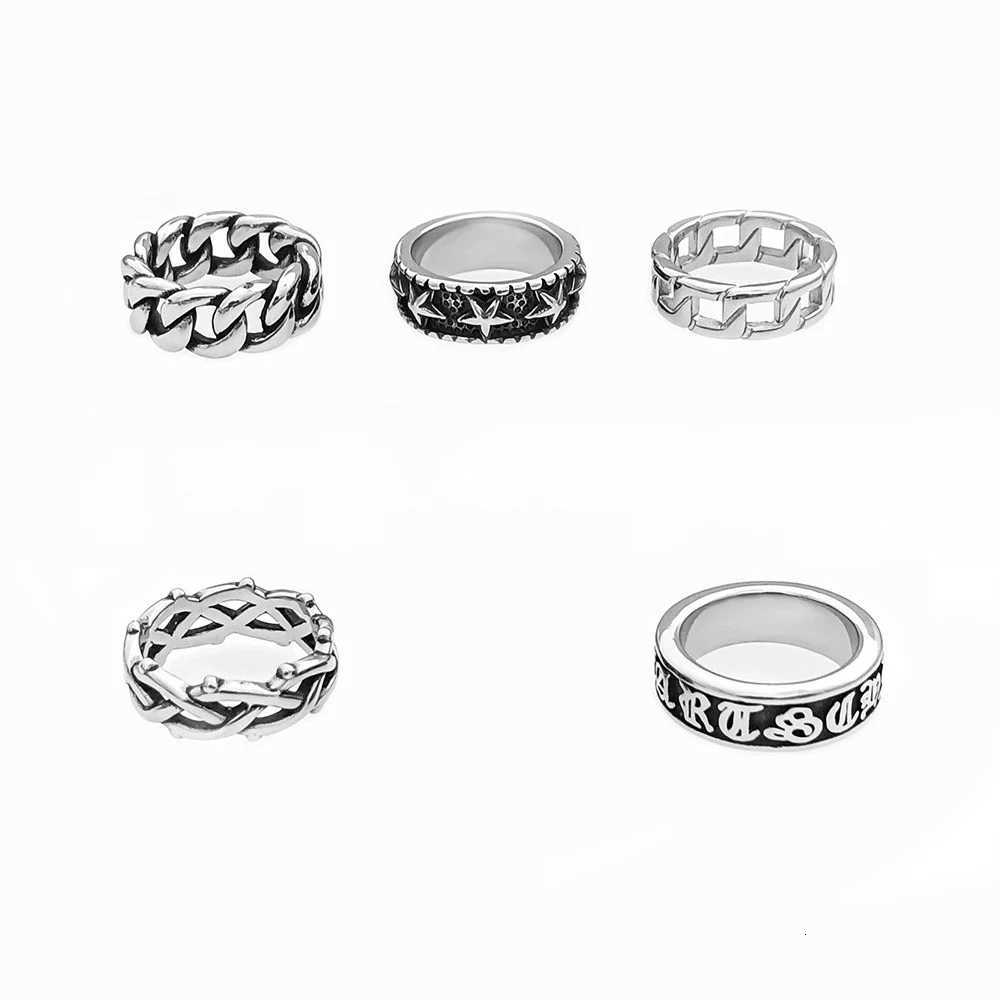 Waterproof Chain Ring for Men Boys Punk Stainless Steel Chain Ring Vintage Chunky Ring Trendy Hip Hop Dainty Jewelry Gifts W250819