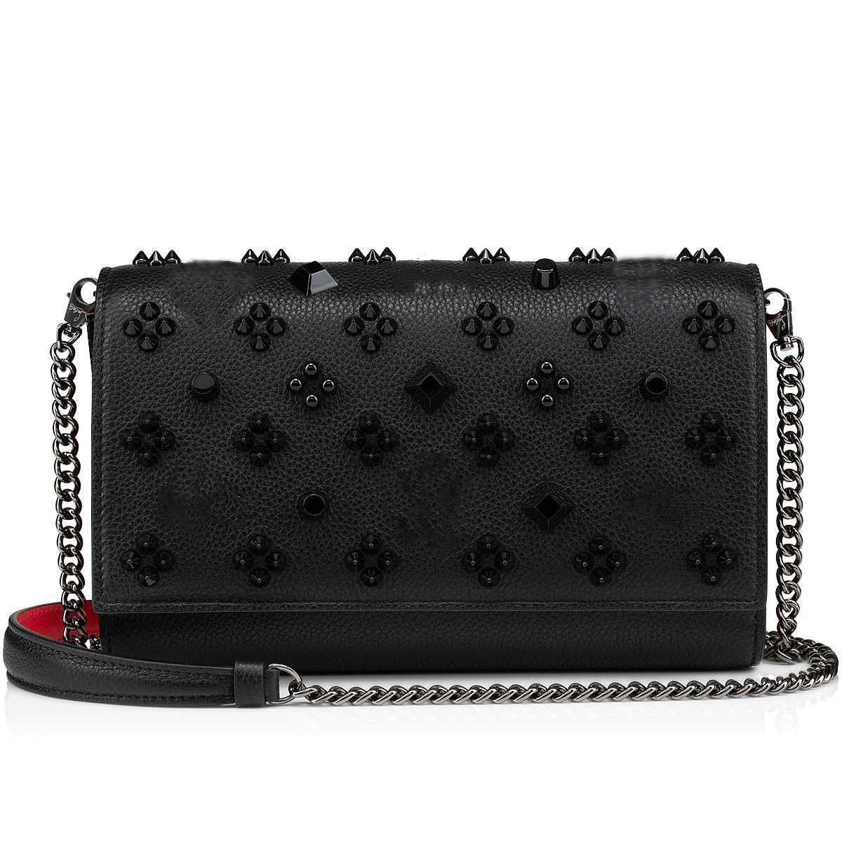 Fashion Punk Shoulder Bags High Quality Genuine Leather Rivet Beading Solid Black Cool Bags Rock For Women With Chains and Box 23*16*6cm