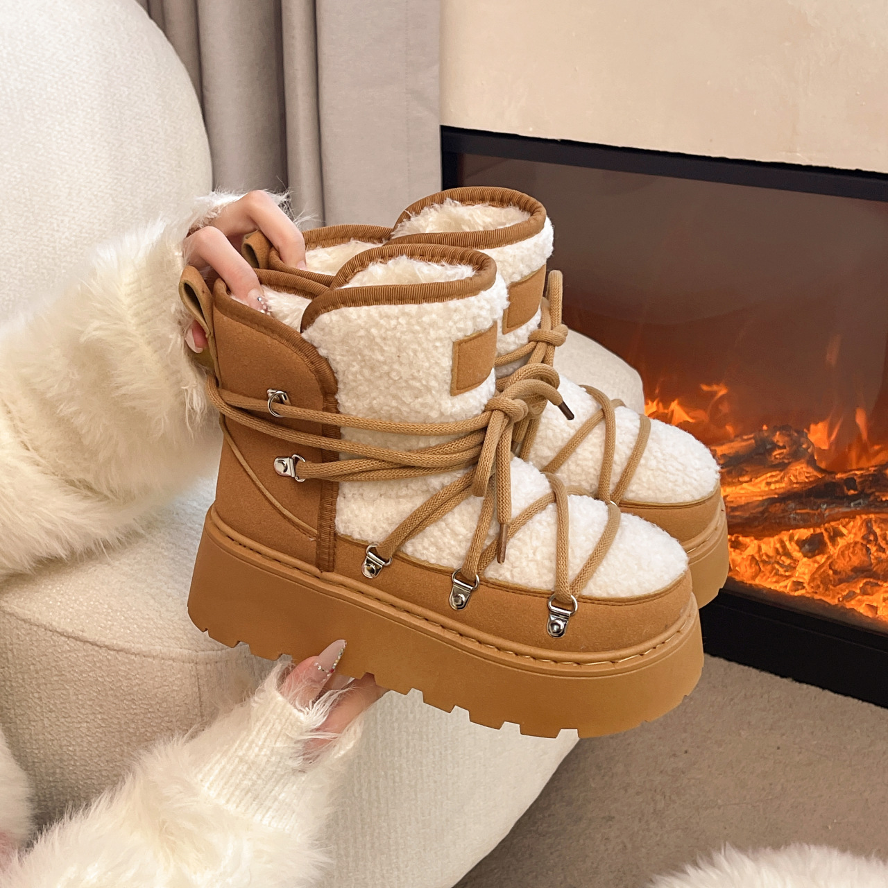 designers boots plus size women snow boot flat bottomed midsole water-resistant thick zipper cotton shoes Flexible white black