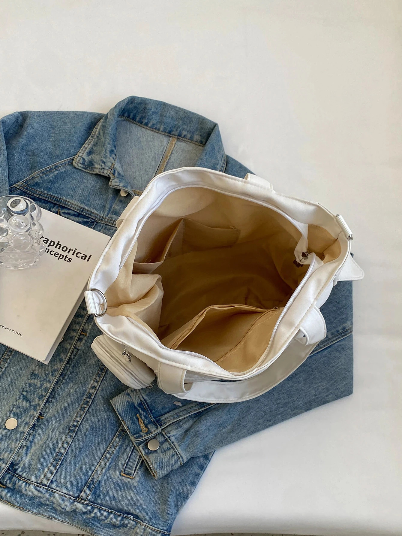 Large Capacity Unisex Tote Bag With Coin Purse College Style Middle School Student Schoolbag Casual Bag Crossbody Shoulder Bag 250814