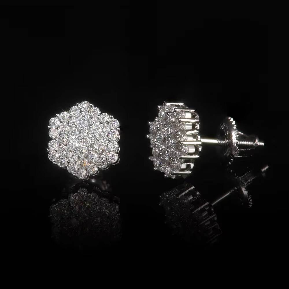 Earrings D Color VVS Moissanite Lab Diamond 925 Sterling Silver Stud Earrings Iced Out Vintage Style for Men Women