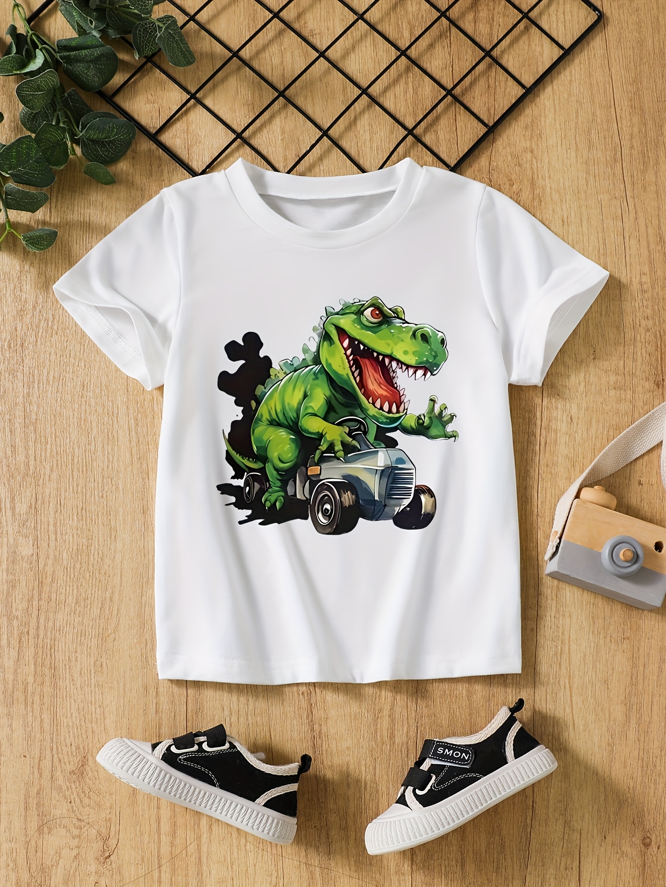 T-shirts Boys' Dinosaur Print Short-Sleeve Tee Set - Breathable Quick-Dry Fabric