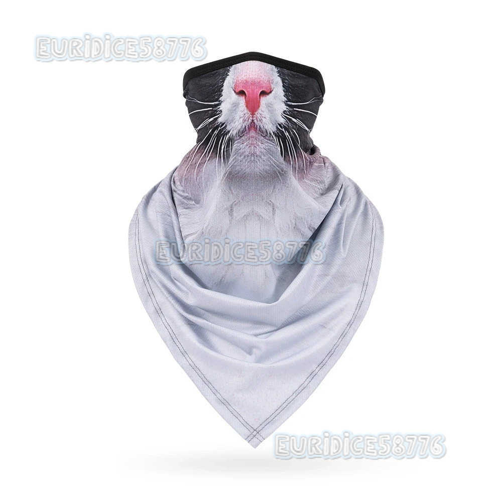 Multifunctional 3D Animal Print Triangle Scarf New Bandana Unisex Sports Hiking Headgear Cycling Face Mask Reusable Neck Gaiter H250819