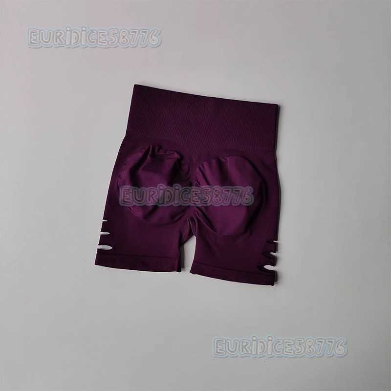 Seamless Butt-lifting Ripped Fitness Shorts for Women Running Training Quick-dry Three-quarter Tight Peach Butt Sports Shorts H250819