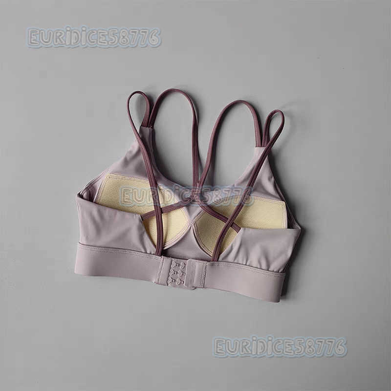 High Impact Shockproof Gathered Sports Bra with Integrated Fixed Chest Pads Thin Straps Cross Back Design and Fitness Bra H250819