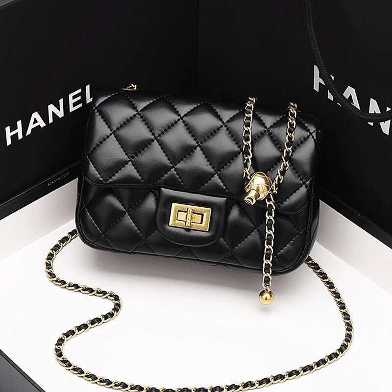 TikTok Live New 2025 Gold Ball Quilted Crossbody Simple Versatile Chain Mini Shoulder Small Square Bag for Women