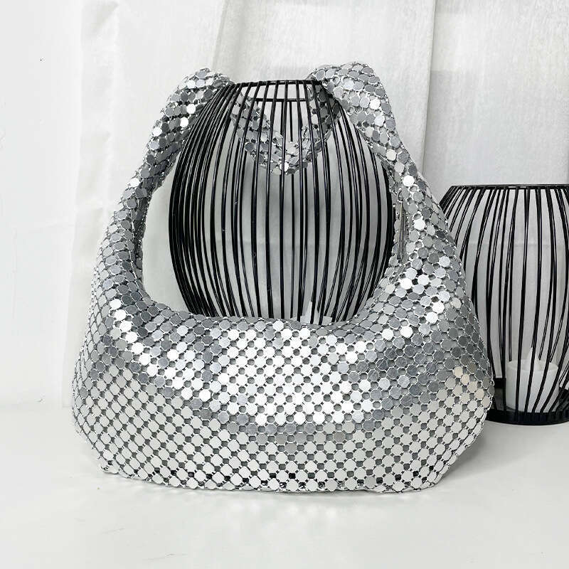 Designer Bag Tote Bag Shoulder Bag Mesh Underarm High Grade Metallic Silver Aluminum Sheet Handheld Shoulder Women Evening Bag