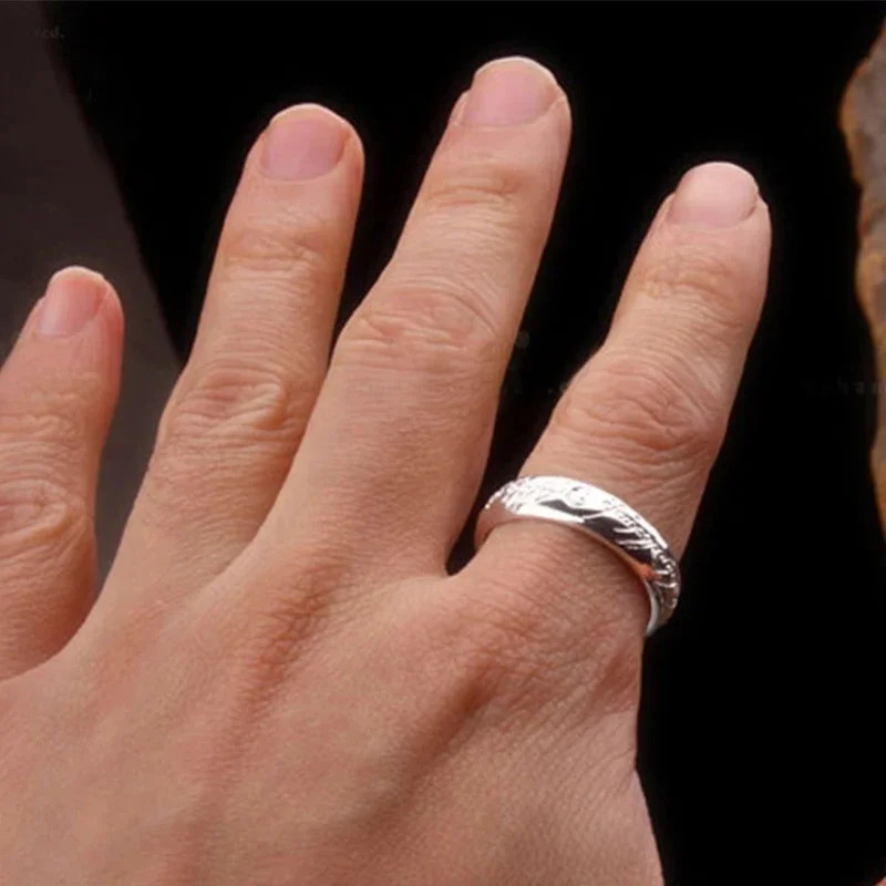 LOTR Ring 925 Sterling Silver Letters Ring Band No Chain For Men Cosplay Jewelry Accessory Birthday Christmas Gifts Size 6-13 250815