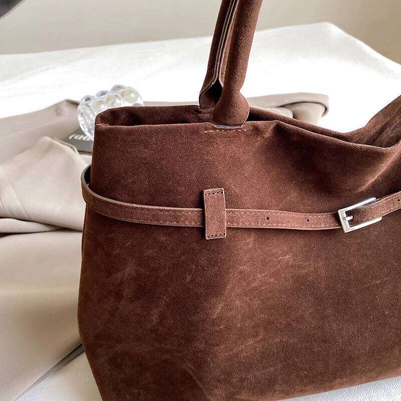 Large Faux Suede Handbags Women England Style Vintage Casual Totes Solid Elegant Lady Packages Designer Female Shoulder Bags bag