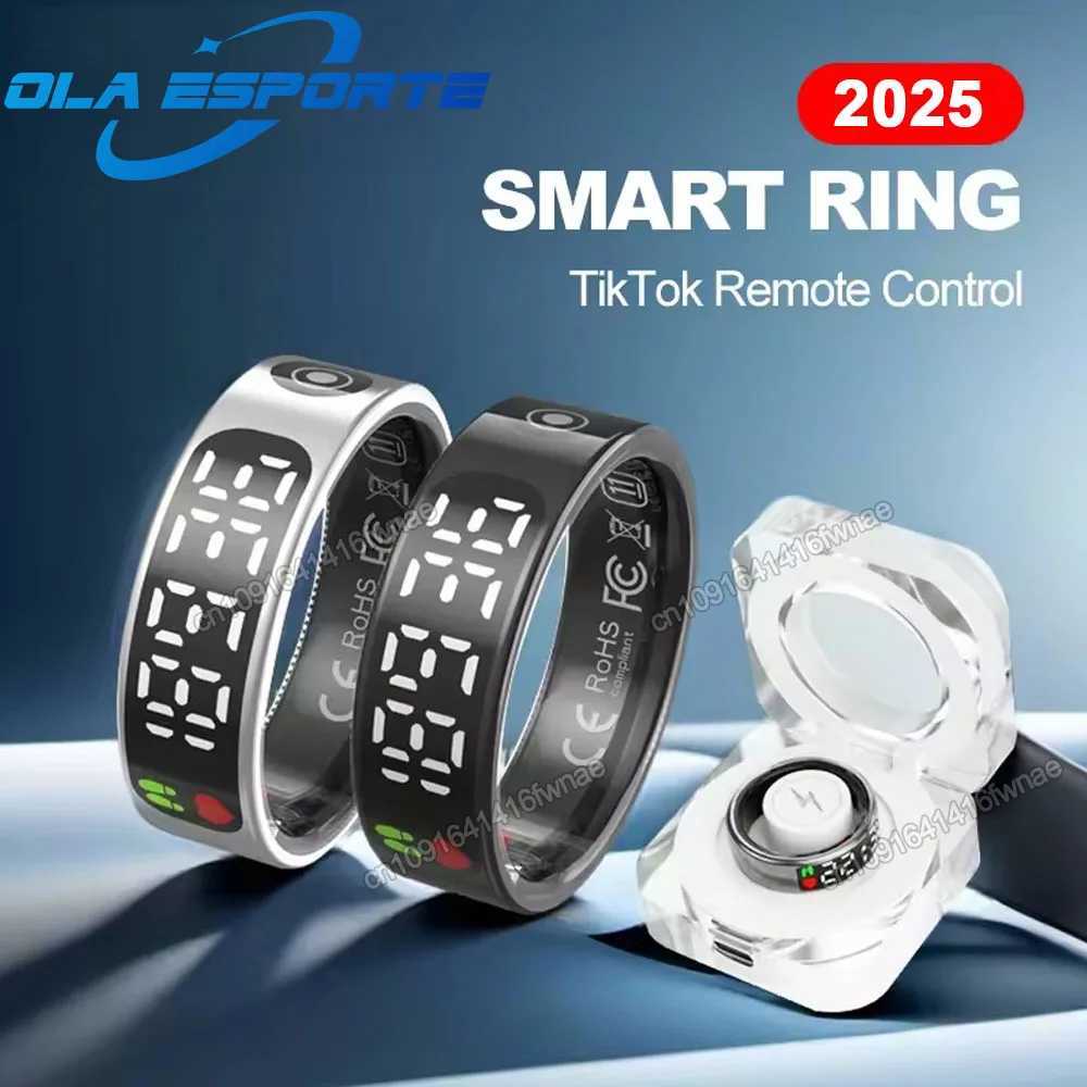 Smart Ring with Display Screen Gesture Swipe Tiktok Video Health Monitoring IP68 5ATM Waterproof Smart Ring for Men Women Rings W250819